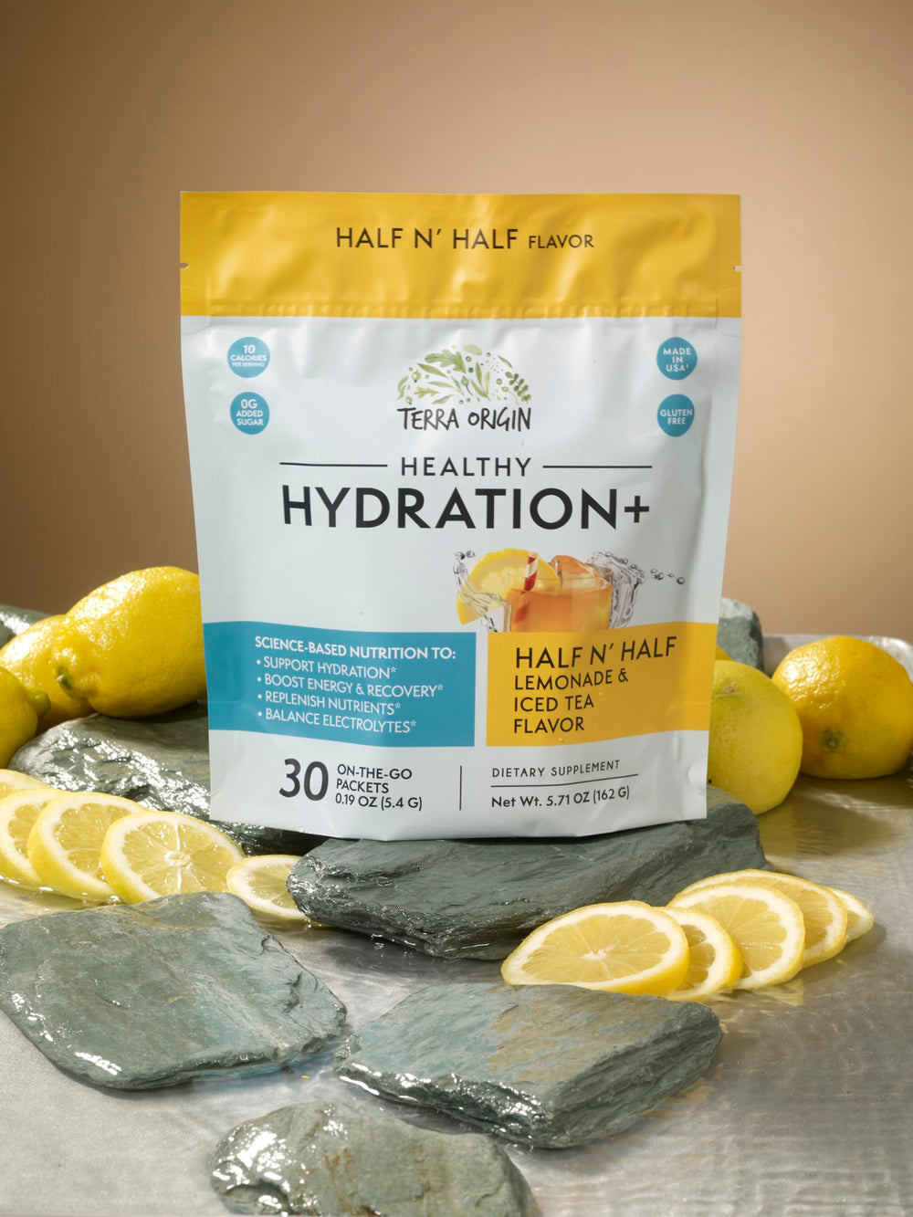 Terra Origin sugar-free electrolyte powder close-up for clean hydration