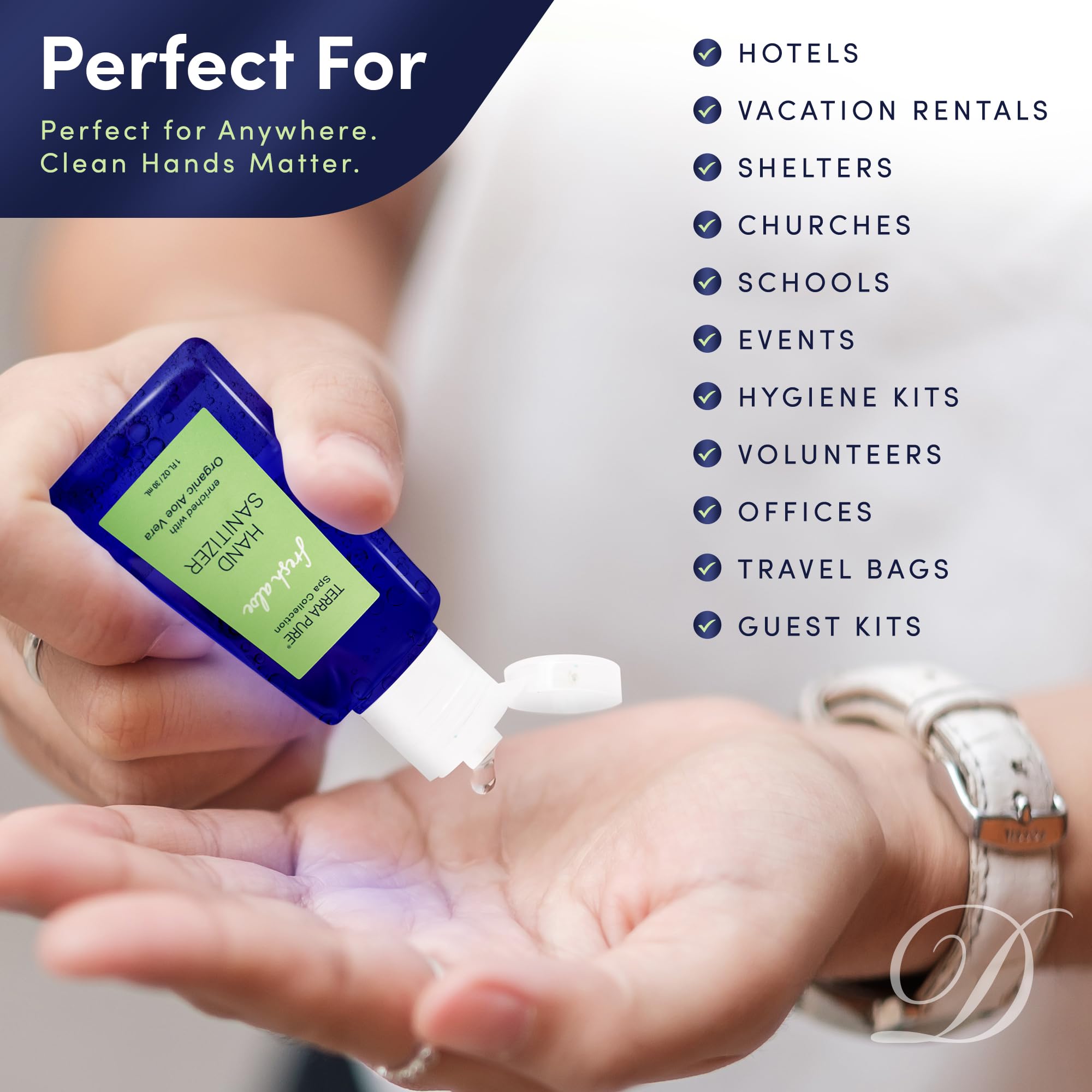 Terra Pure 50-pack bulk bottles ideal for hotels, schools, and events