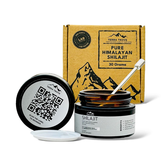 Terra Trove Shilajit resin jar ready for daily energy and wellness.