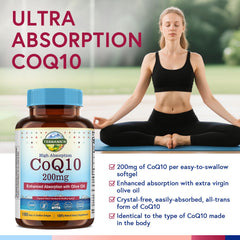 Terranics CoQ10 softgels close-up emphasizing easy-to-swallow design