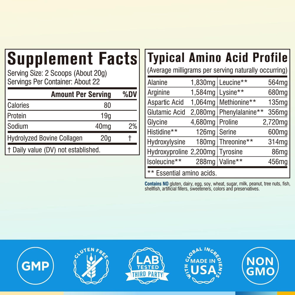 Terranics collagen powder jar shows unflavored mixability