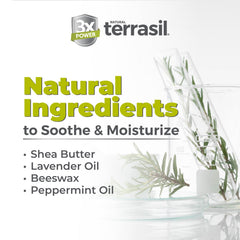 Terrasil Tinea Soap ingredients highlight Beeswax, Coconut Oil, and Shea Butter for skin comfort.