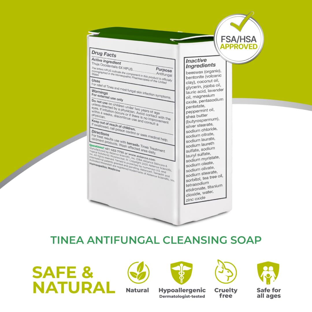 Terrasil Tinea Soap hypoallergenic formula ideal for sensitive skin.