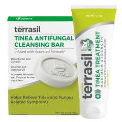 Terrasil tinea versicolor cream tube shows potent antifungal relief for irritated skin