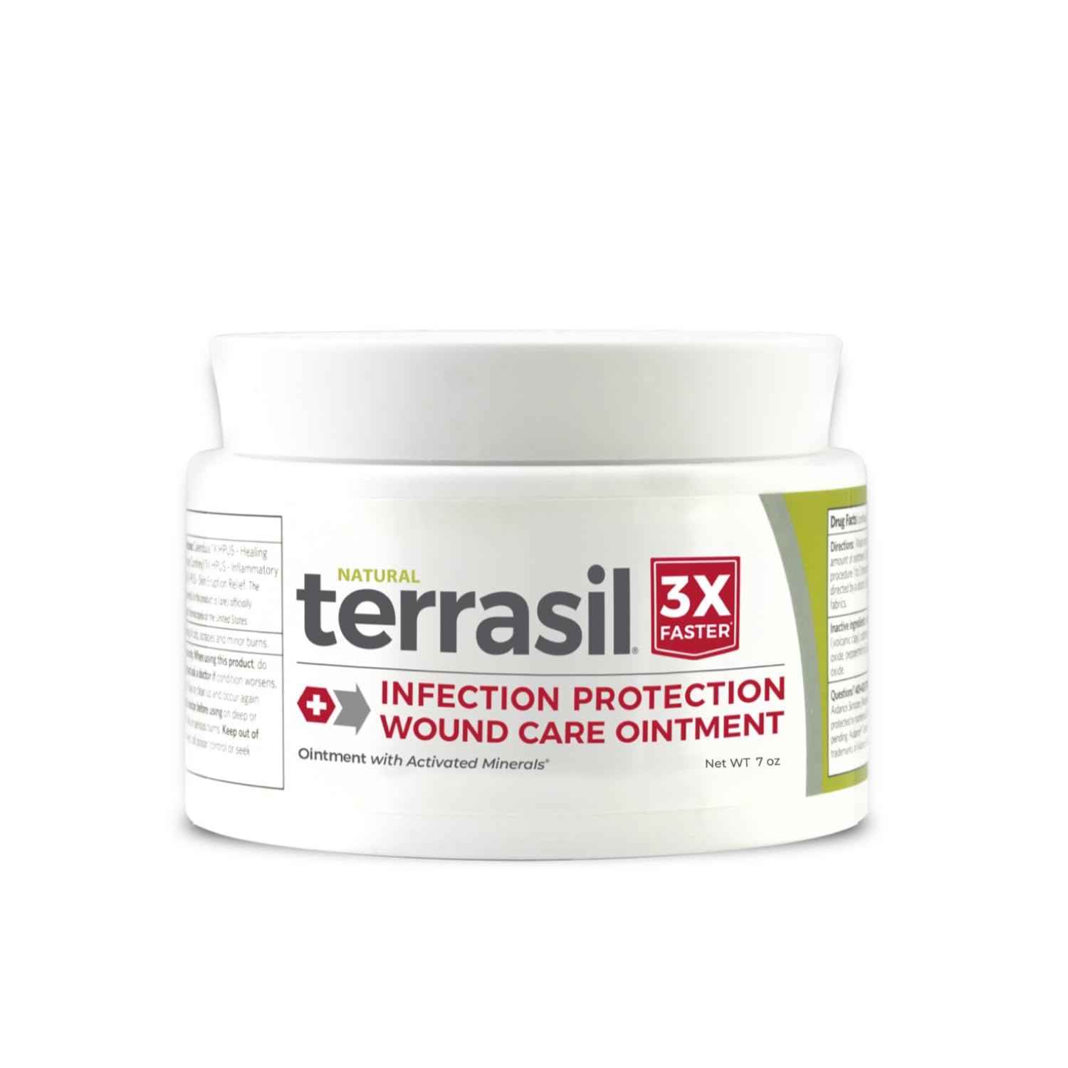 Terrasil Wound Care 3X jar front view, protects damaged skin with soothing healing ointment.