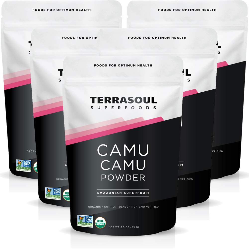 Terrasoul Camu Camu powder pouch image for easy smoothie add-ins.
