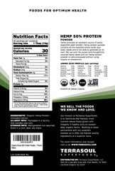 Terrasoul hemp protein powder bag opened, ready to blend in smoothies