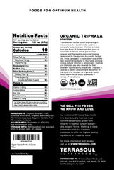 Terrasoul Organic Triphala Powder scoop beside jar for easy morning dosage