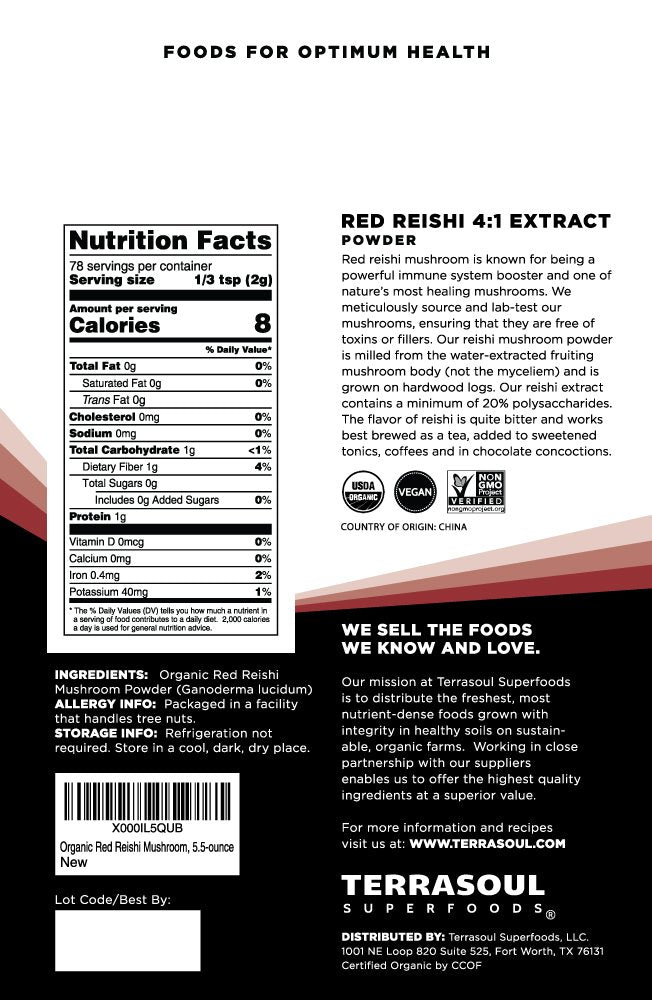Terrasoul Reishi powder bags highlight organic vegan formula for beverages