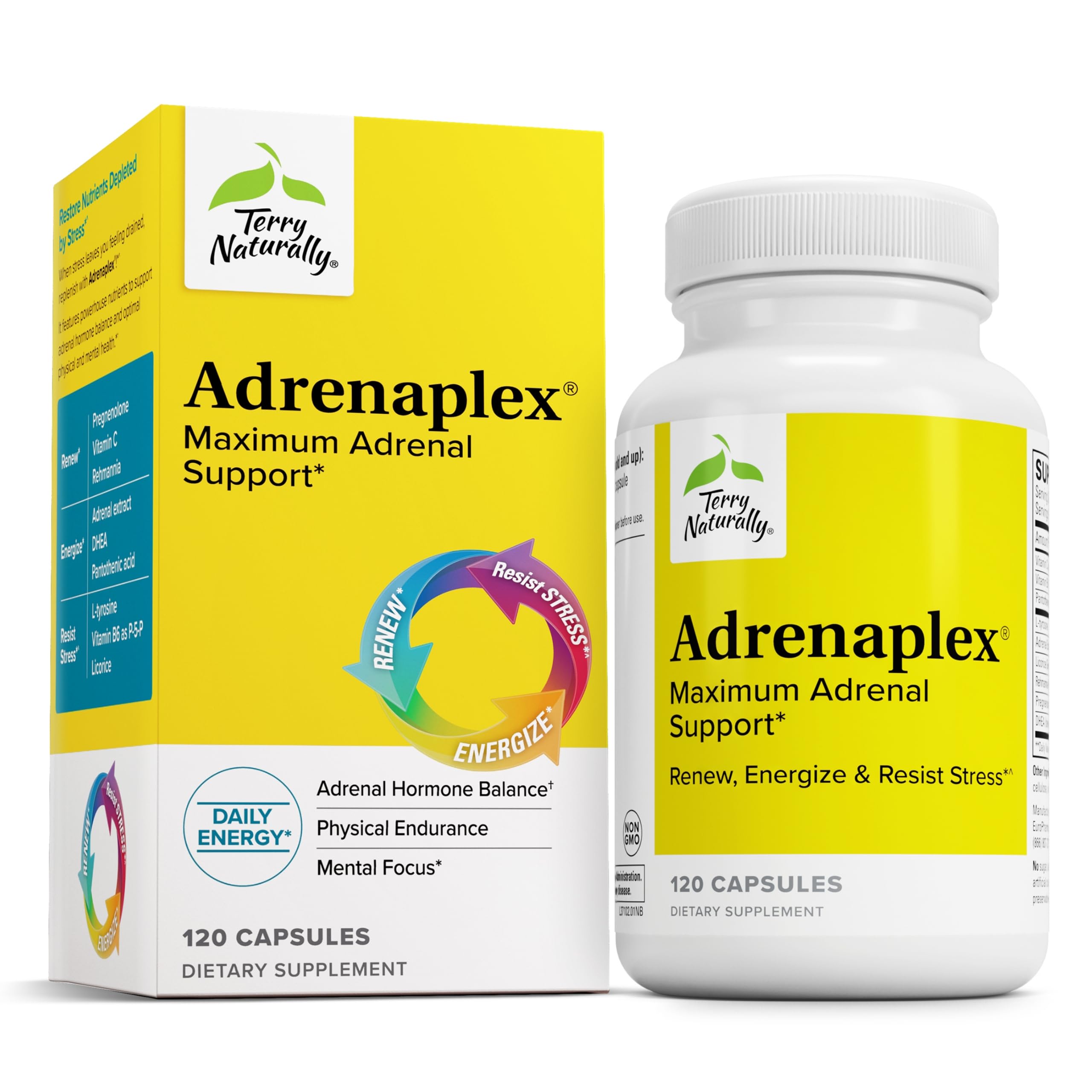 Terry Naturally Adrenaplex bottle front for adrenal support