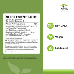 Terry Naturally andrographis-ashwagandha capsules ready for everyday use.
