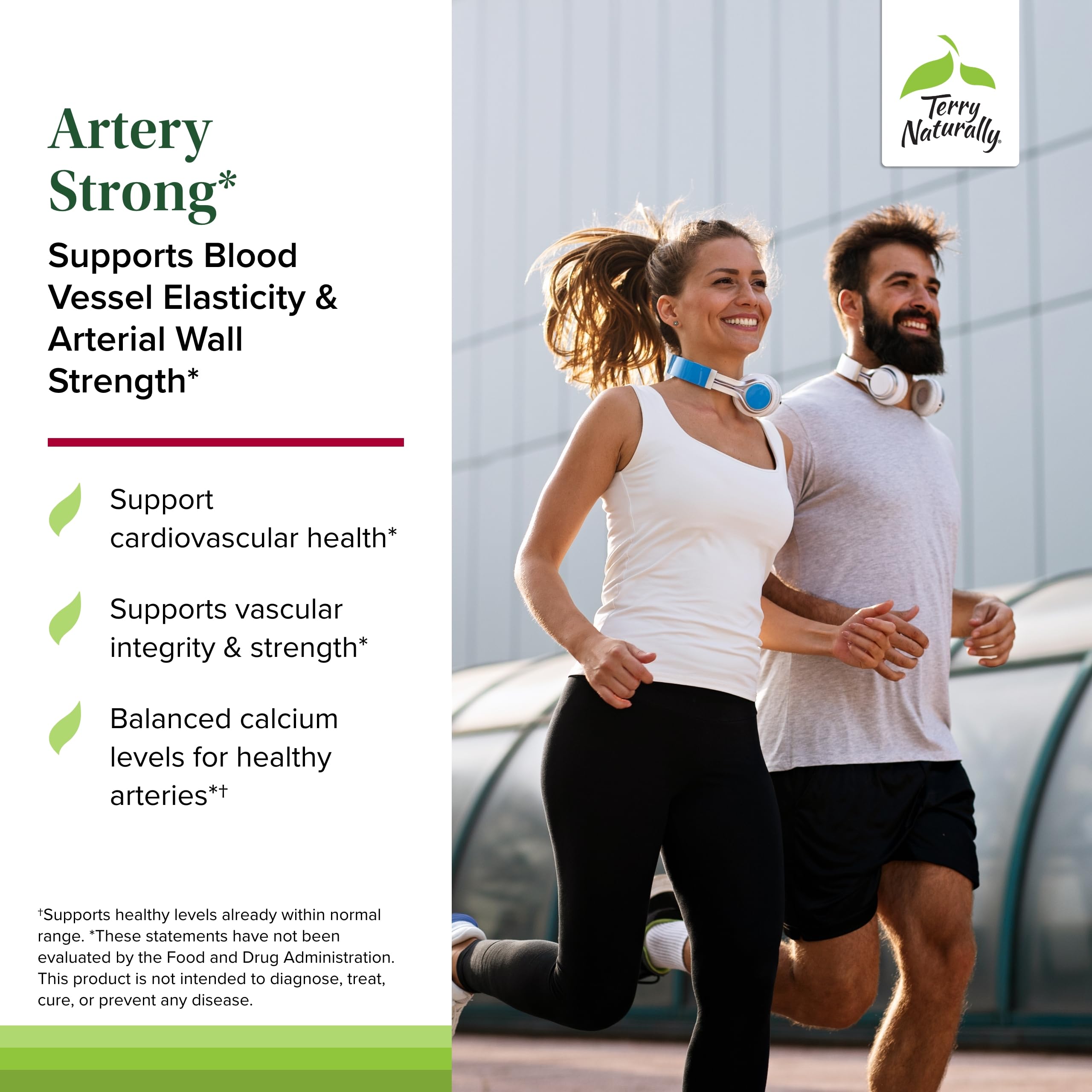 Close-up of Terry Naturally Artery Strong label with ingredient highlights