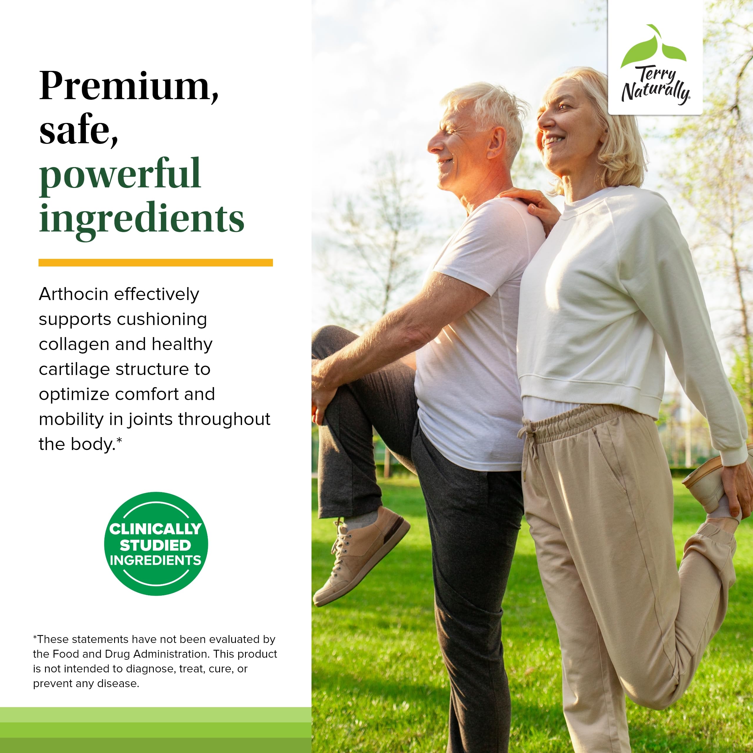 Capsules being dispensed illustrate easy, twice-daily dosing with Arthocin.
