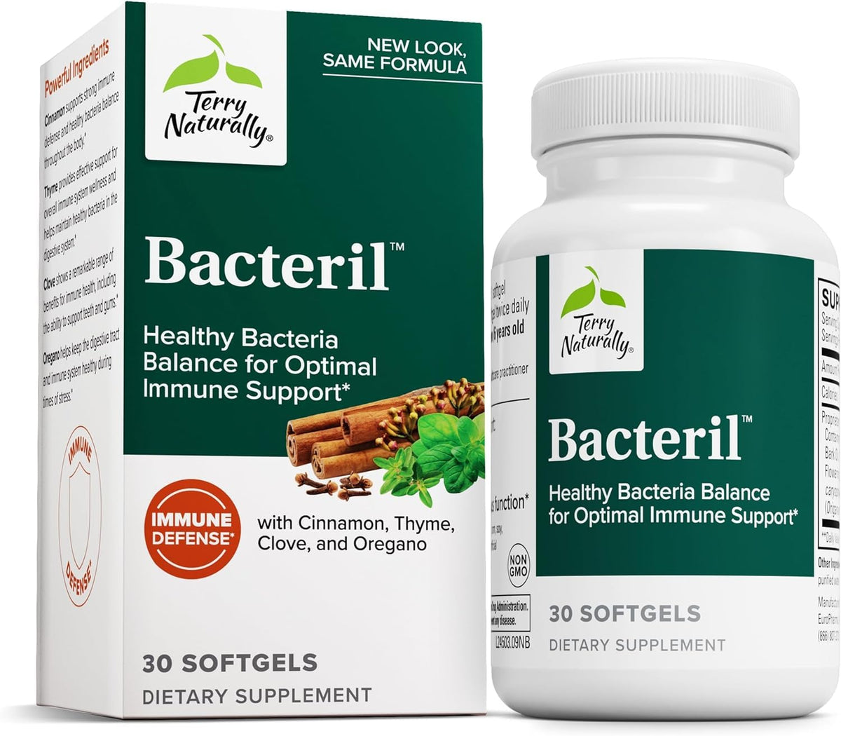 Terry Naturally Bacteril softgels bottle for daily digestive support.