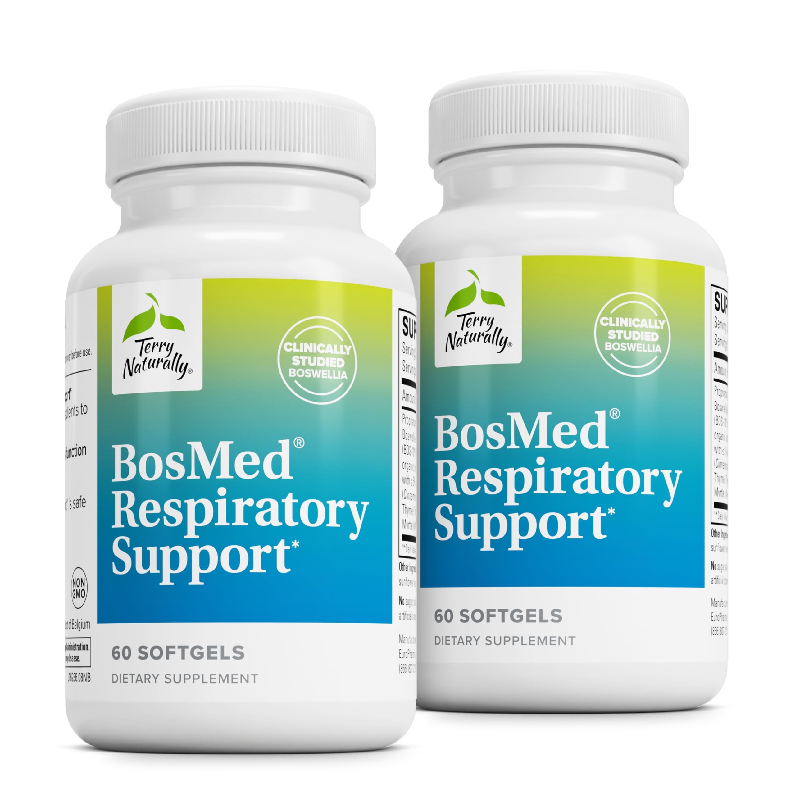Terry Naturally BosMed Respiratory Support bottle close-up for lung support.