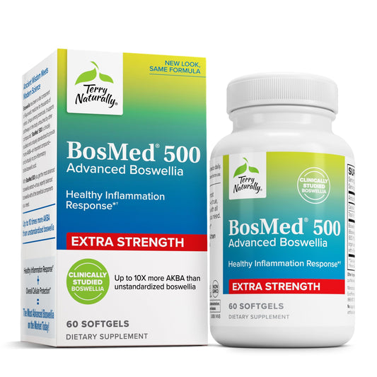 Terry Naturally BosMed softgels bottle showing 500 mg boswellia for daily support