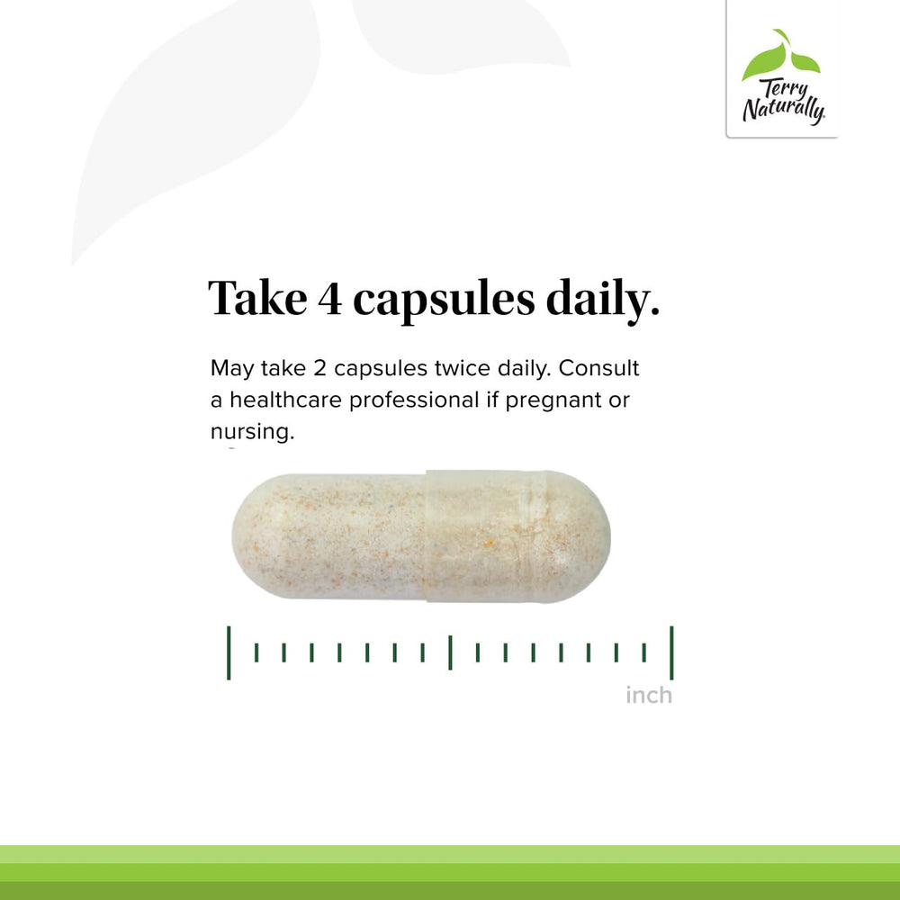 Terry Naturally Clinical Essentials capsules dispensed, ready for daily use.