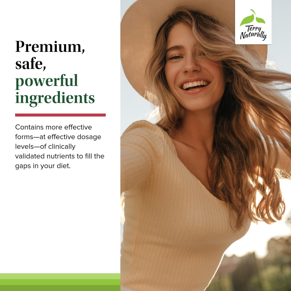 Terry Naturally Clinical Essentials packaging box showcases allergen-free formula for sensitive stomachs.