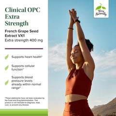 Terry Naturally Clinical OPC Extra Strength label close-up, highlighting grape seed extract.