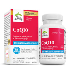 Terry Naturally CoQ10 Chewables bottle front highlighting daily energy support.