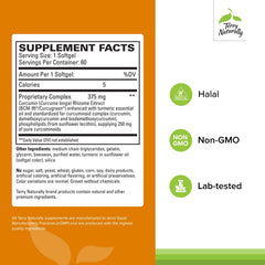 Close-up of Terry Naturally CuraMed 375mg softgels showing texture and size.