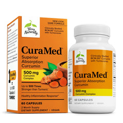 Terry Naturally CuraMed 500mg bottle for antioxidant support for brain and immune health.