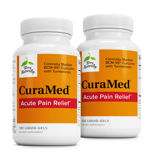 Terry Naturally Curamed acute pain relief bottle for occasional discomfort support.