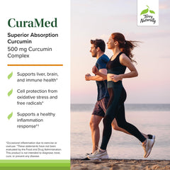 CuraMed bottle with label and dosage info illustrating daily use and liver support potential.