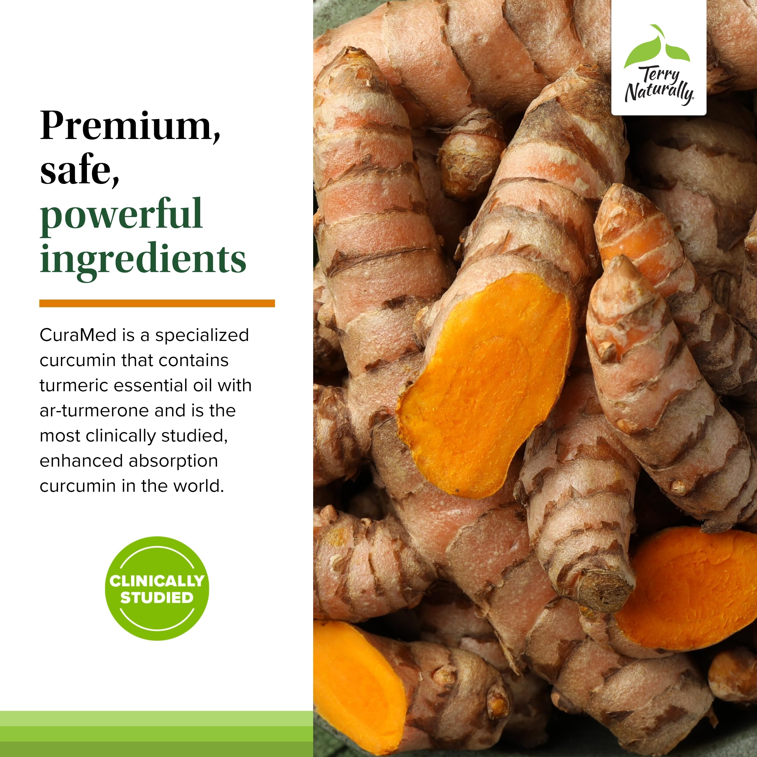 Bottle pouring CuraMed capsules, allergen-friendly daily support.