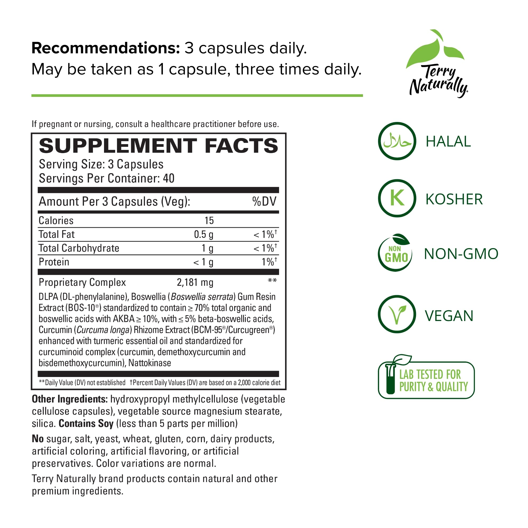 Terry Naturally Curamin capsules close-up emphasizing BCM-95 curcumin for joints