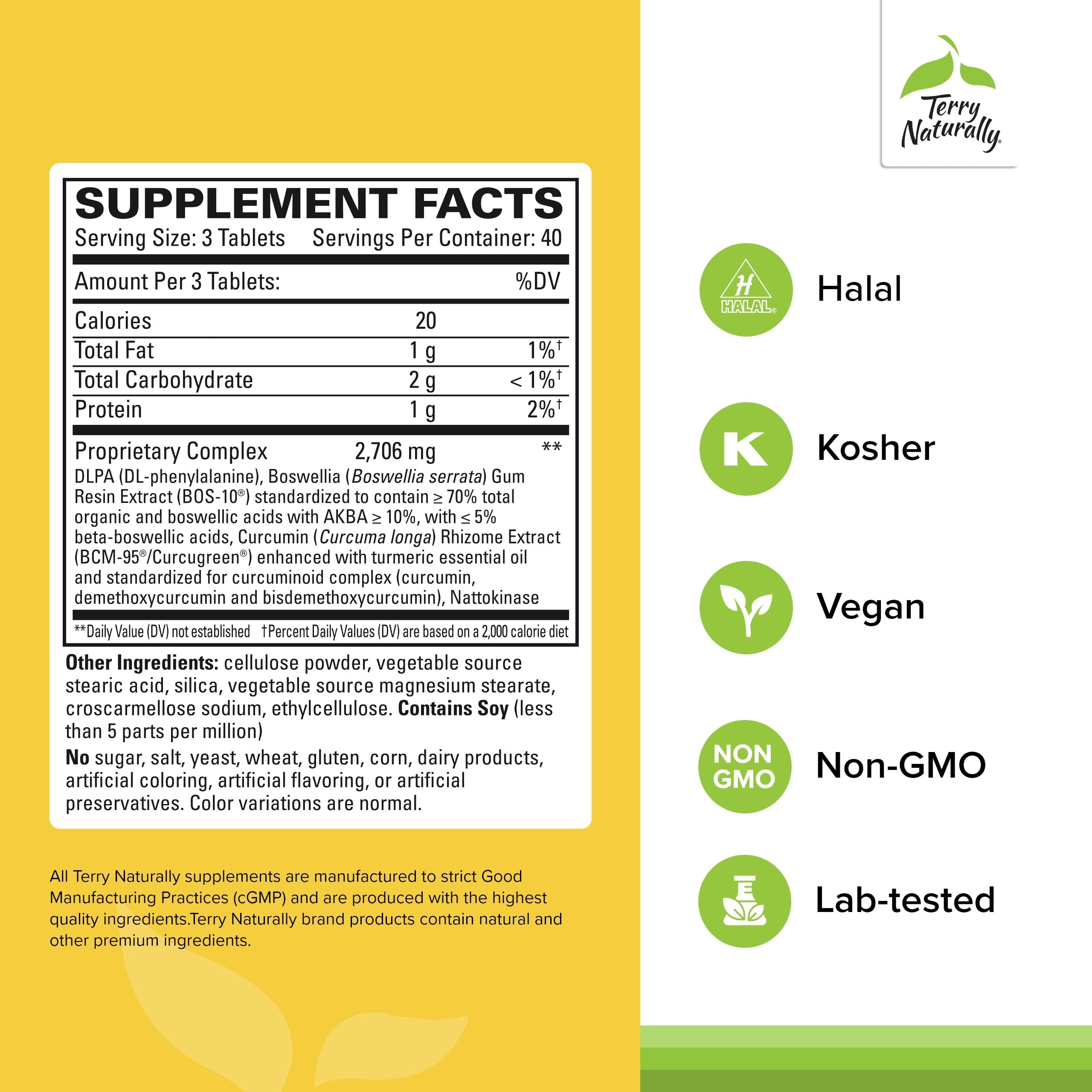 Terry Naturally Curamin bottle back displays supplement facts and NATTOKINASE.