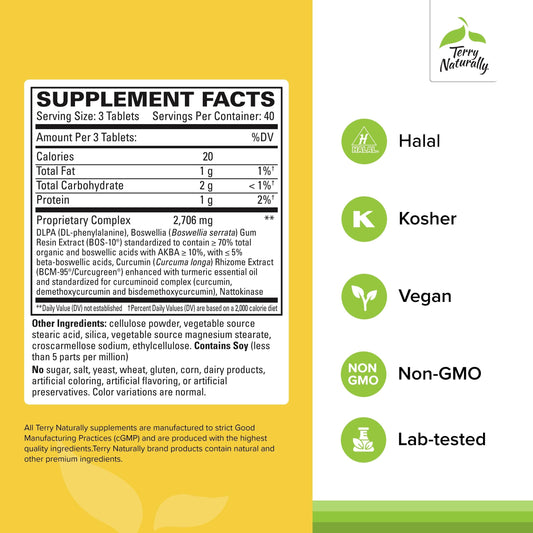 Terry Naturally Curamin bottle back displays supplement facts and NATTOKINASE.