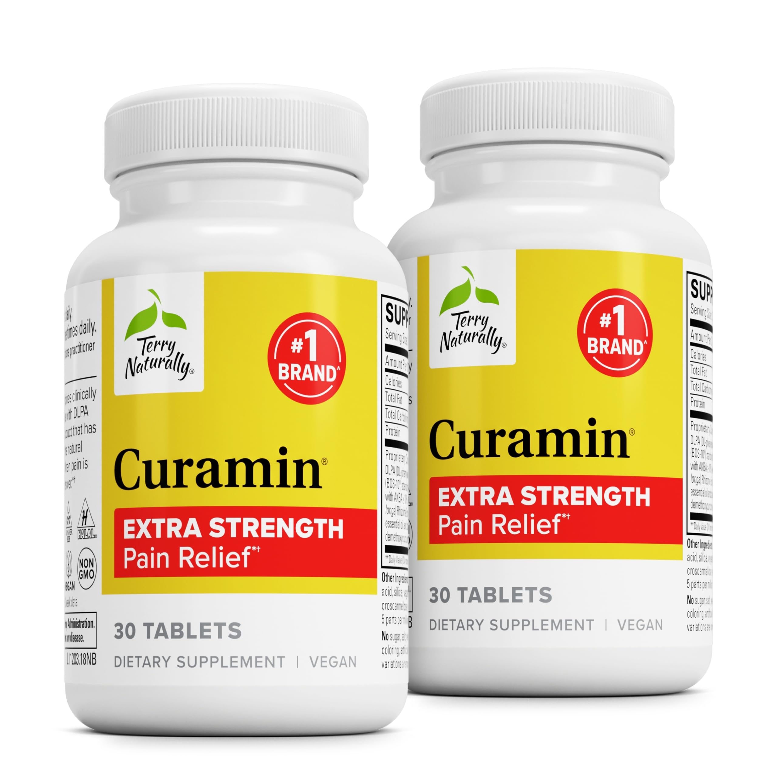 Terry Naturally Curamin Extra Strength bottle label highlighting curcumin for healthy circulation