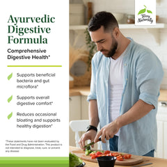 Terry Naturally Digestive Formula label highlights ingredients benefiting gut flora.