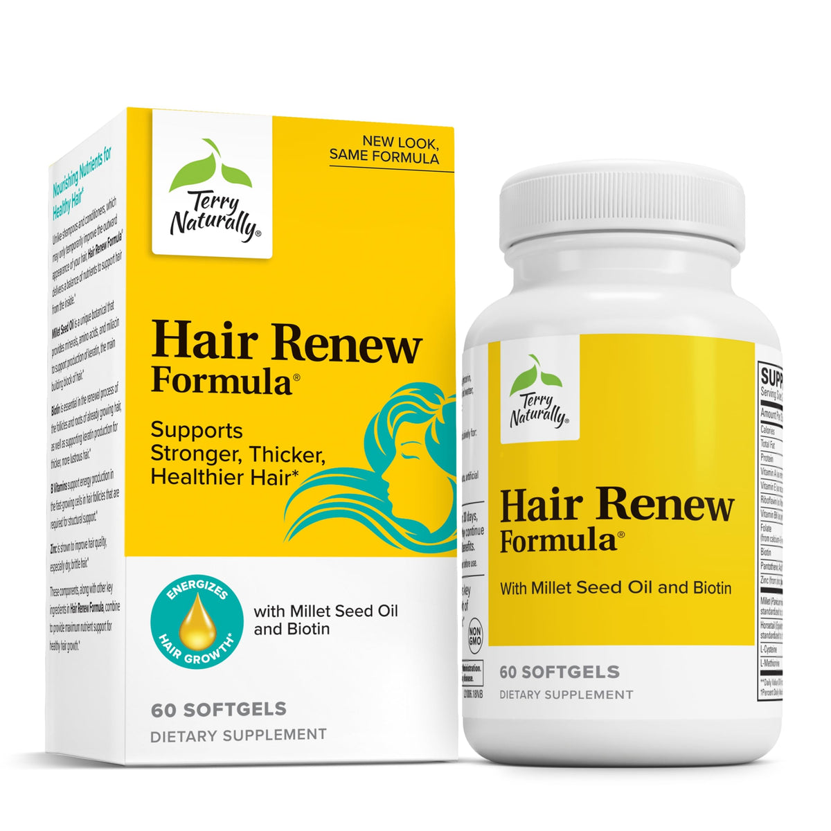 Terry Naturally Hair Renew bottle pour for easy daily hair support