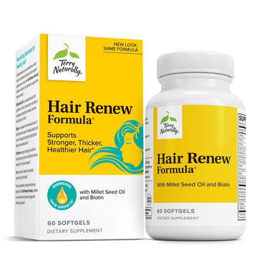 Terry Naturally Hair Renew bottle pour for easy daily hair support