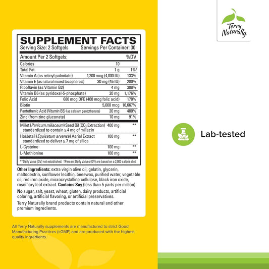 Terry Naturally Hair Renew softgels close-up for convenient daily care