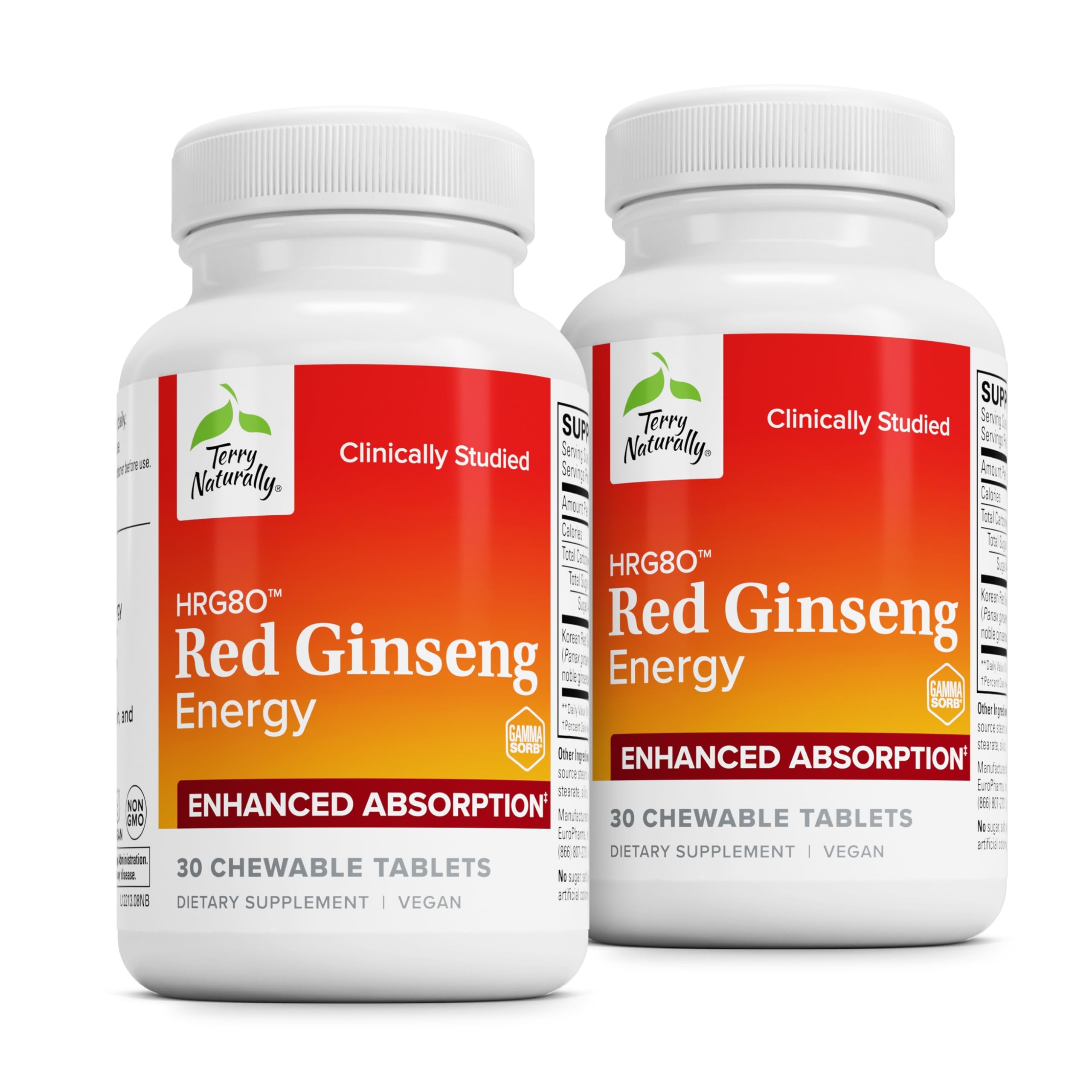 Terry Naturally HRG80 red ginseng energy bottle highlighting daily focus use