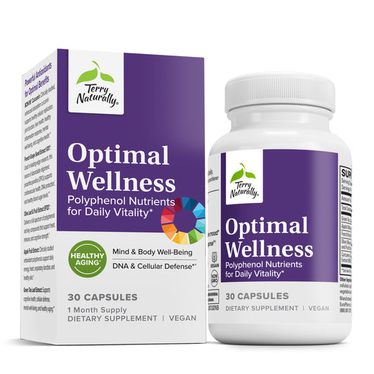 Terry Naturally Optimal Wellness bottle showcasing immune-support formula for daily resilience