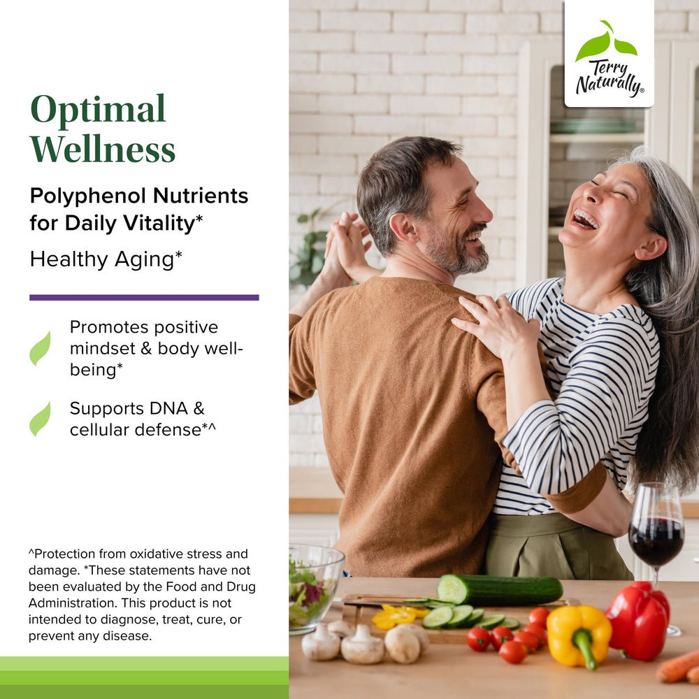 Terry Naturally Optimal Wellness features green tea leaf extract for antioxidant support
