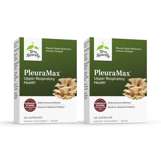 Terry Naturally Pleuramax capsules for daily immune support.