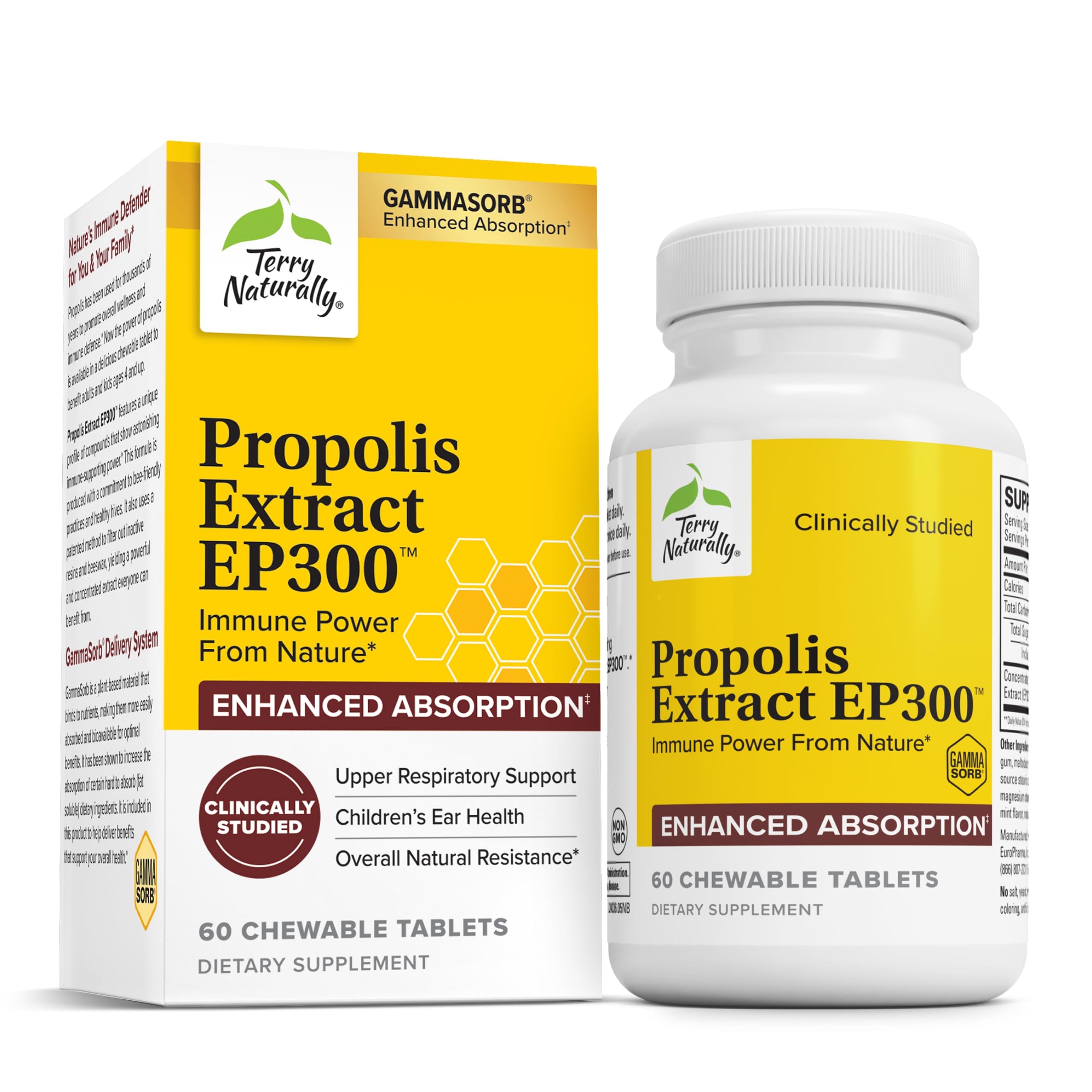 Terry Naturally Propolis EP300 bottle and label for upper respiratory support