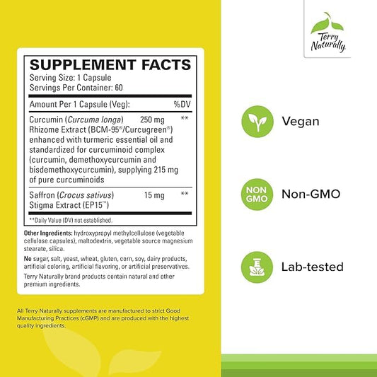 Back of Terry Naturally bottle showing ingredients and third party testing details.