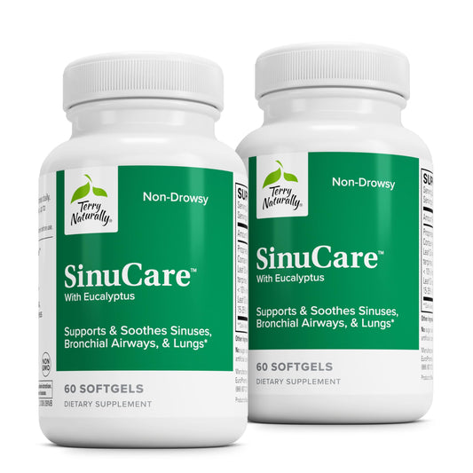 Terry Naturally SinuCare bottle on shelf signaling bronchial wellness support