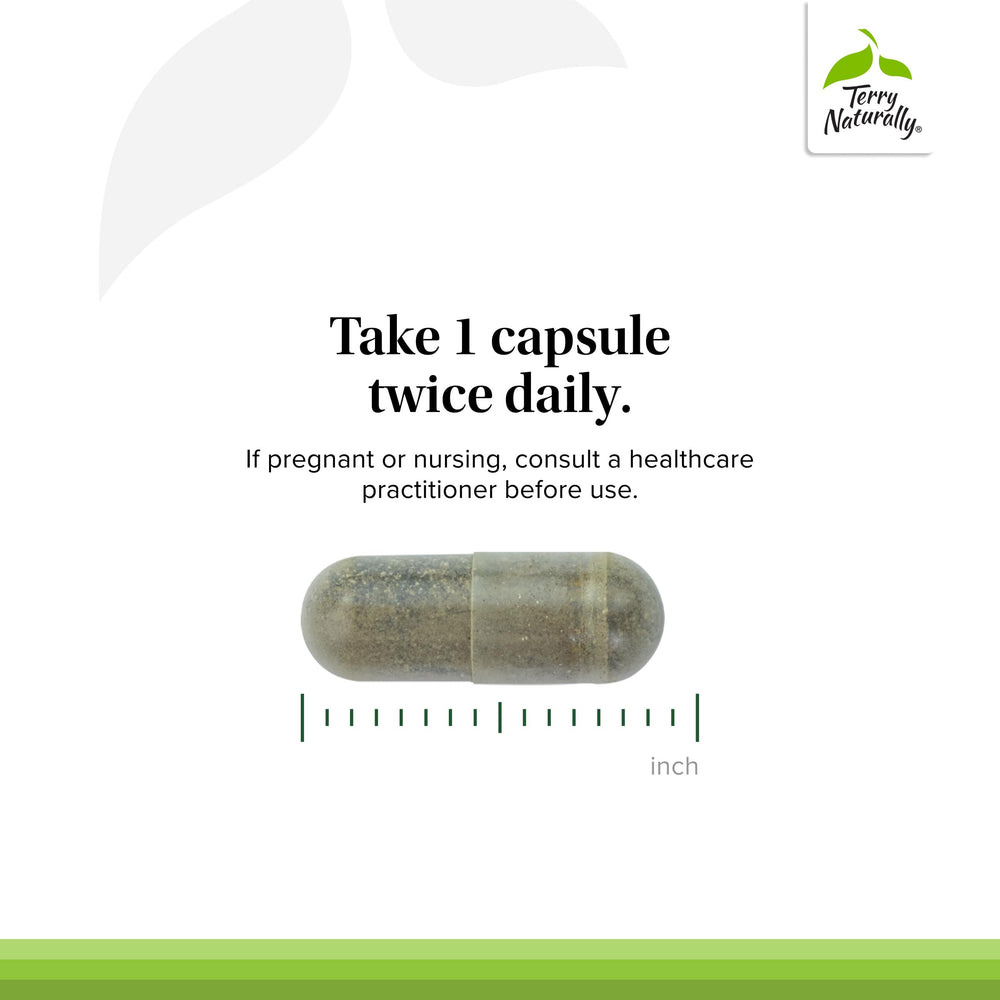 Terry Naturally sinus health concept with capsules suggesting potential mucus support.