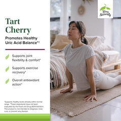 Terry Naturally Tart Cherry label detail shows ingredients and benefits.