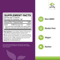 Terry Naturally Tri-Iodine capsules close-up showing iodine intake support.