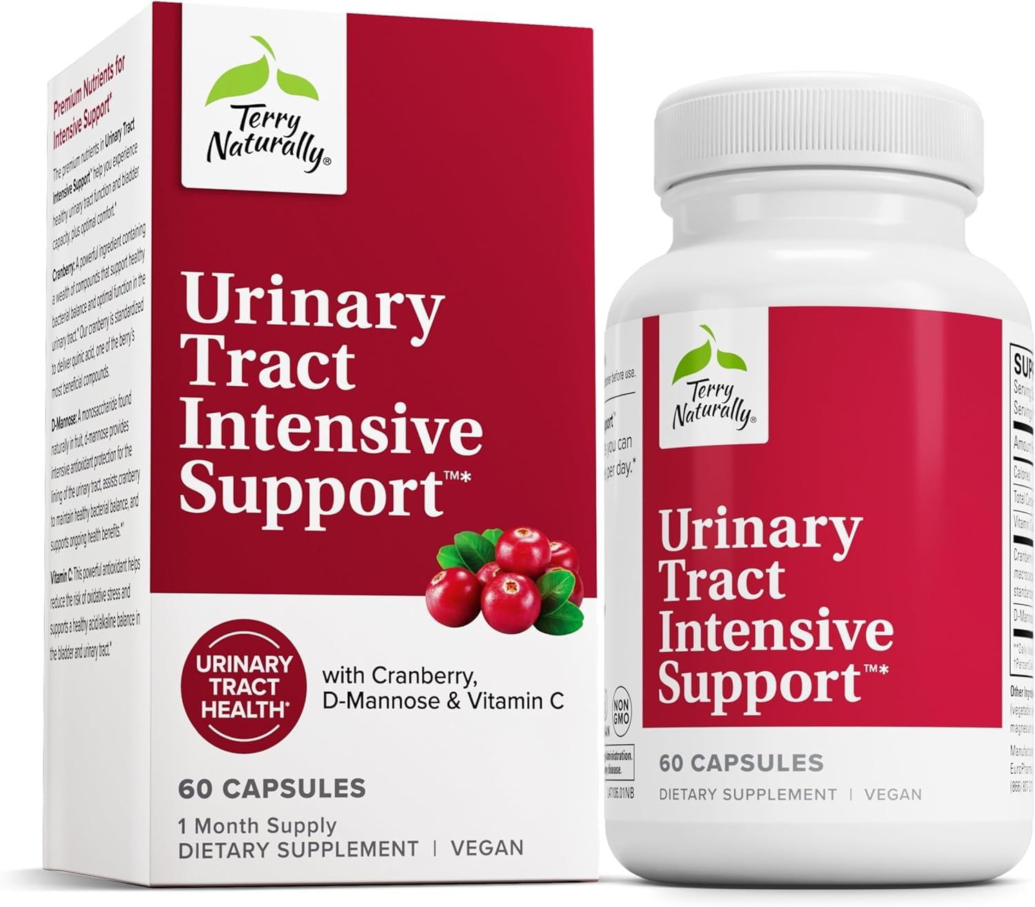 Terry Naturally Urinary Tract Intensive Support bottle and capsules supporting bladder health.