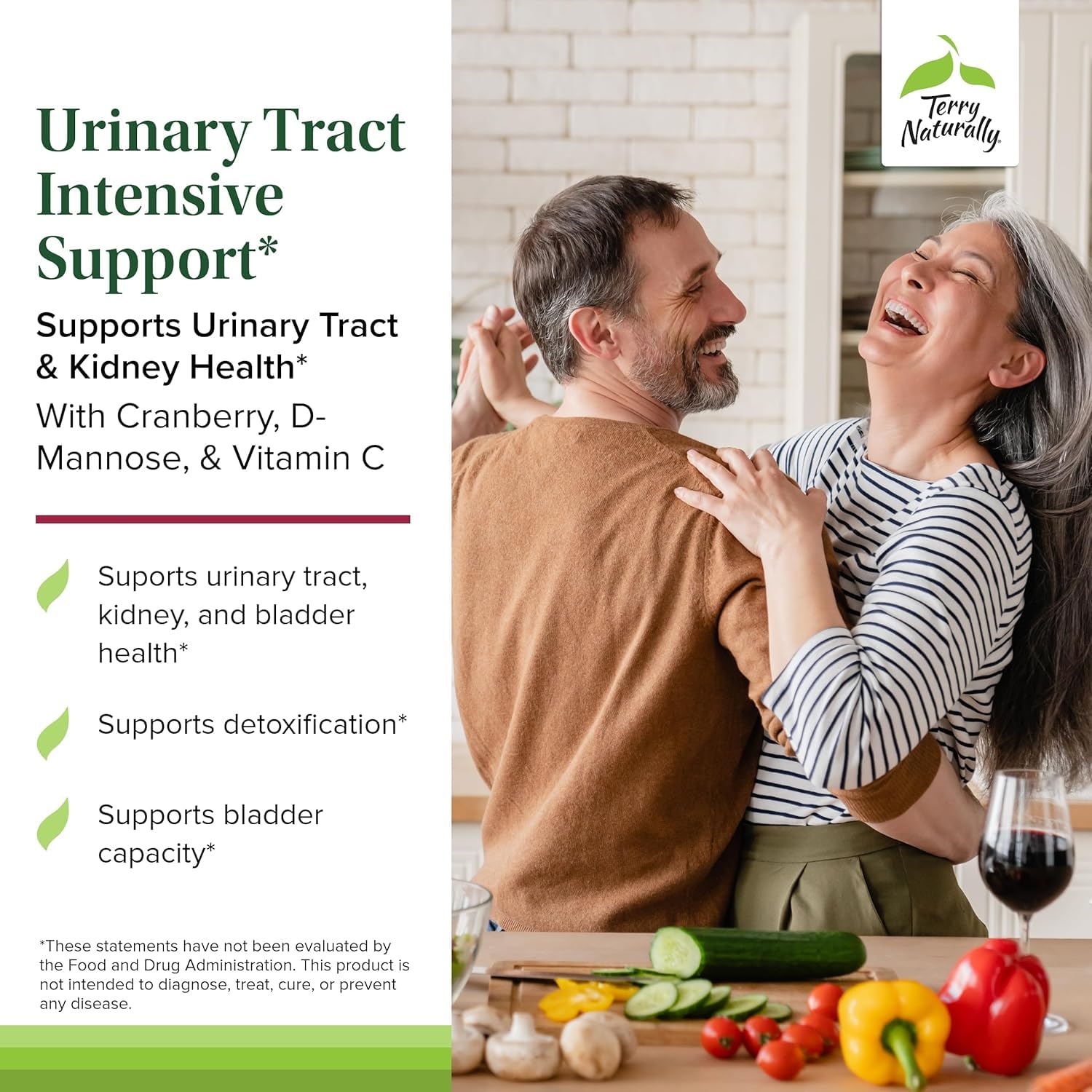 Vitamin C-enriched formula from Terry Naturally Urinary Tract Intensive Support aids urinary balance.