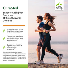 Label detail of CuraMed 750mg noting 500 mg curcuminoids per serving.